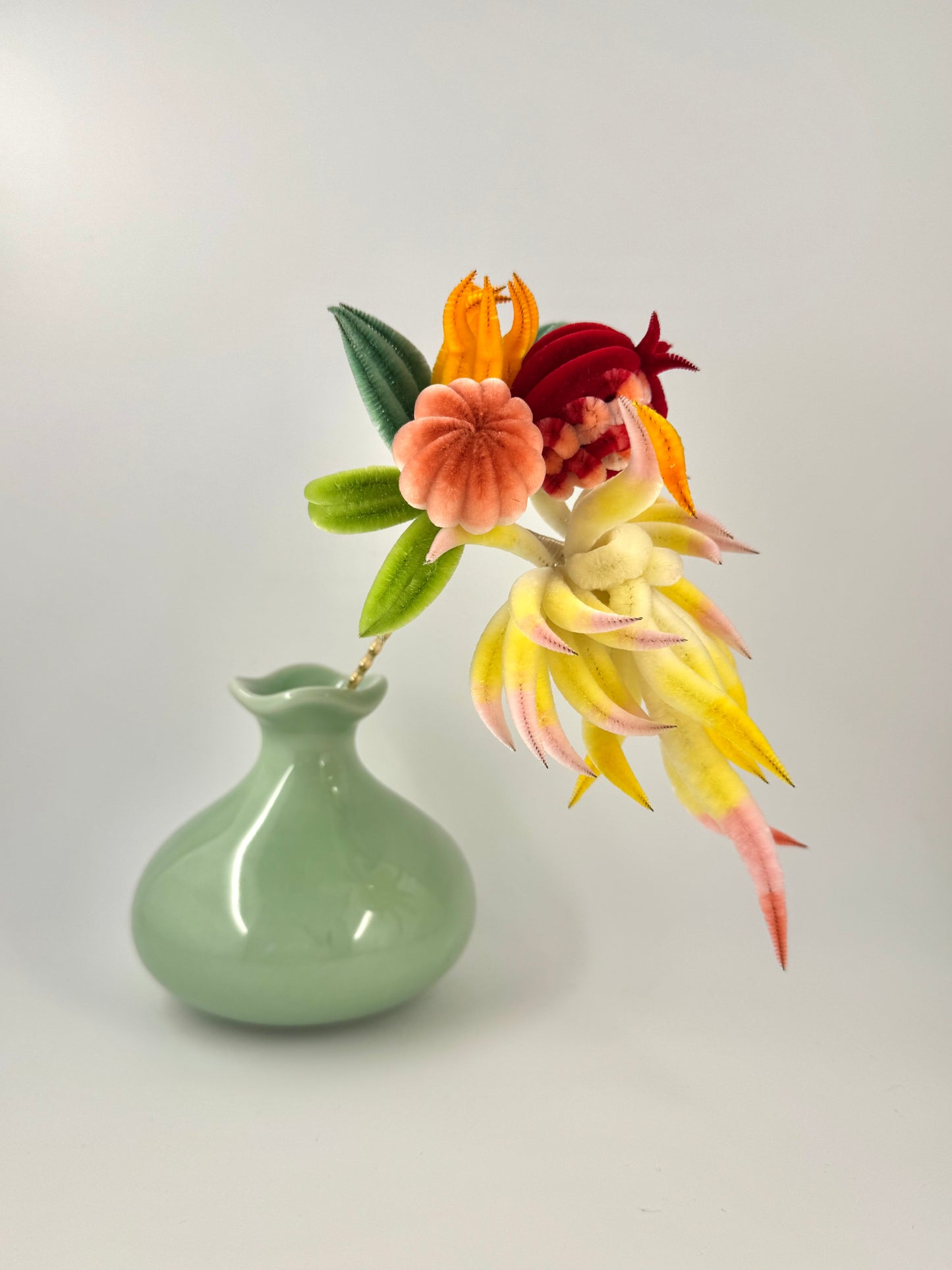Silk Velvet Flower Hairpin - Fushousanduo福寿三多