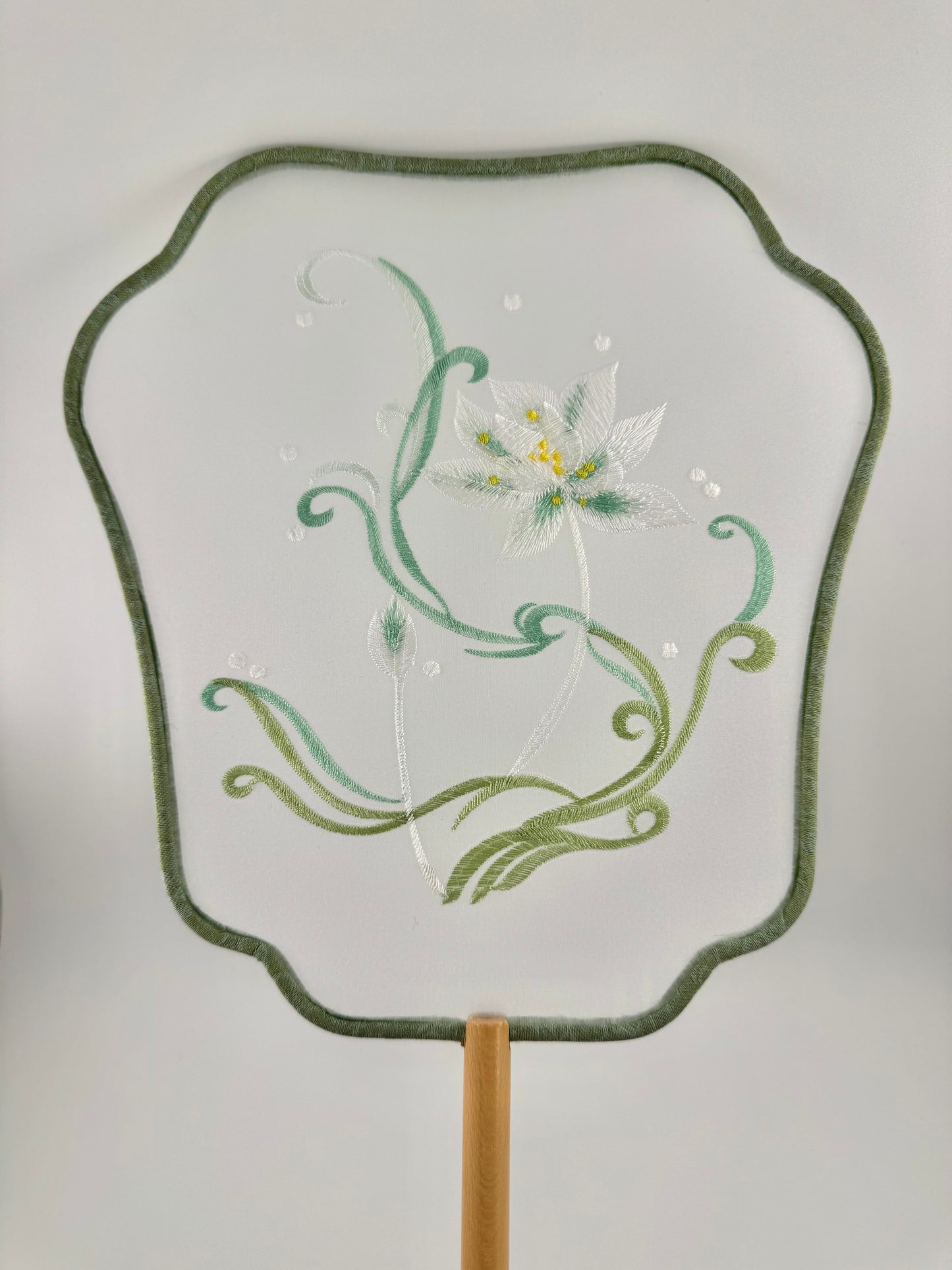 Silk Embroidered Fan - Lotus