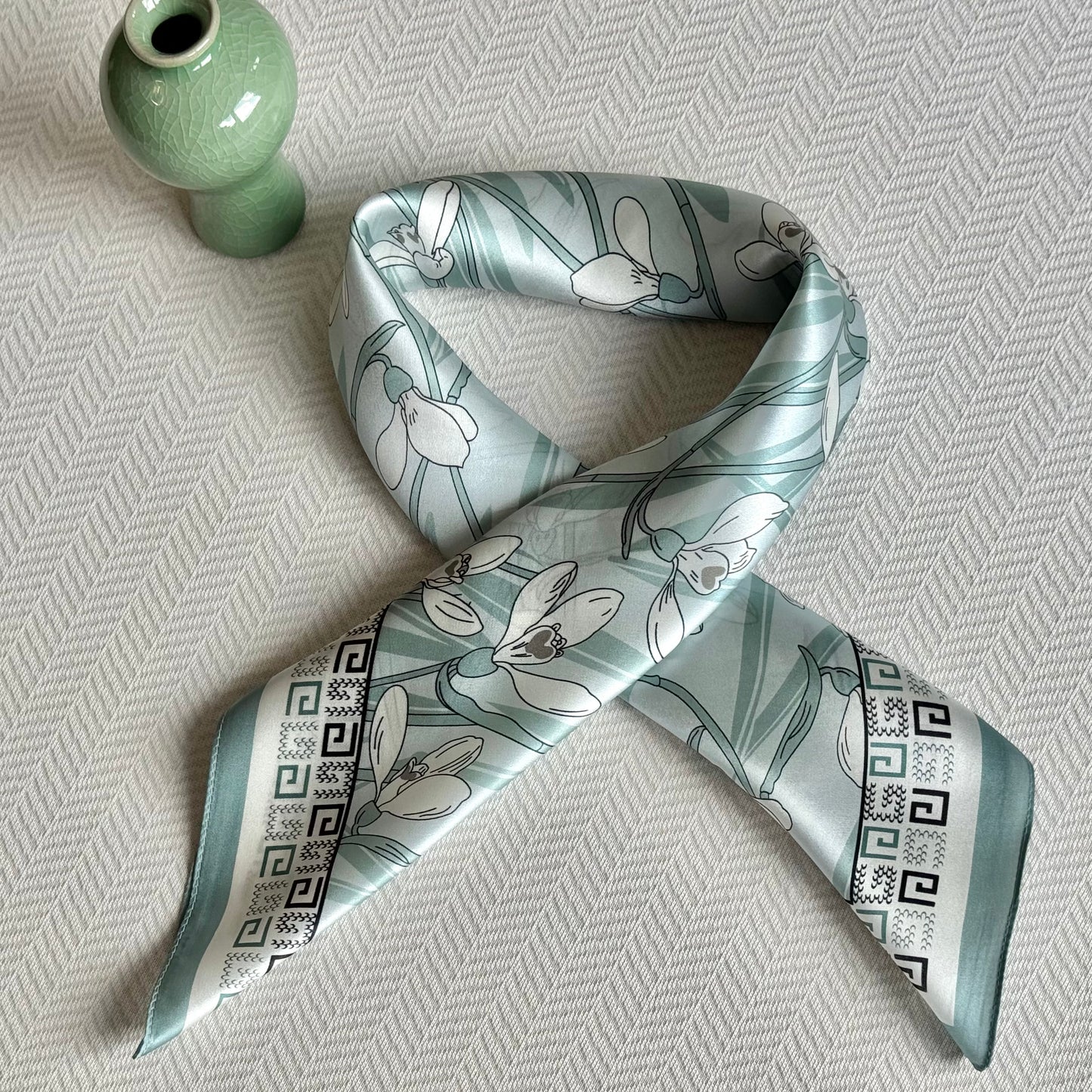 Chinese Orchids - Silk Scarf 66x65cm