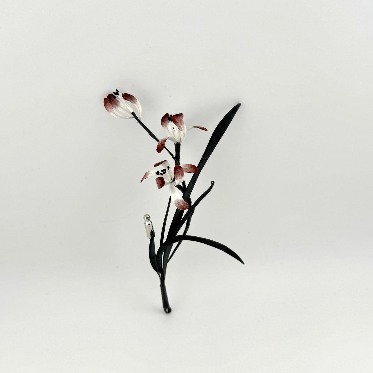 Silk Velvet Flower Brooch – Dark Red Chinese Orchid