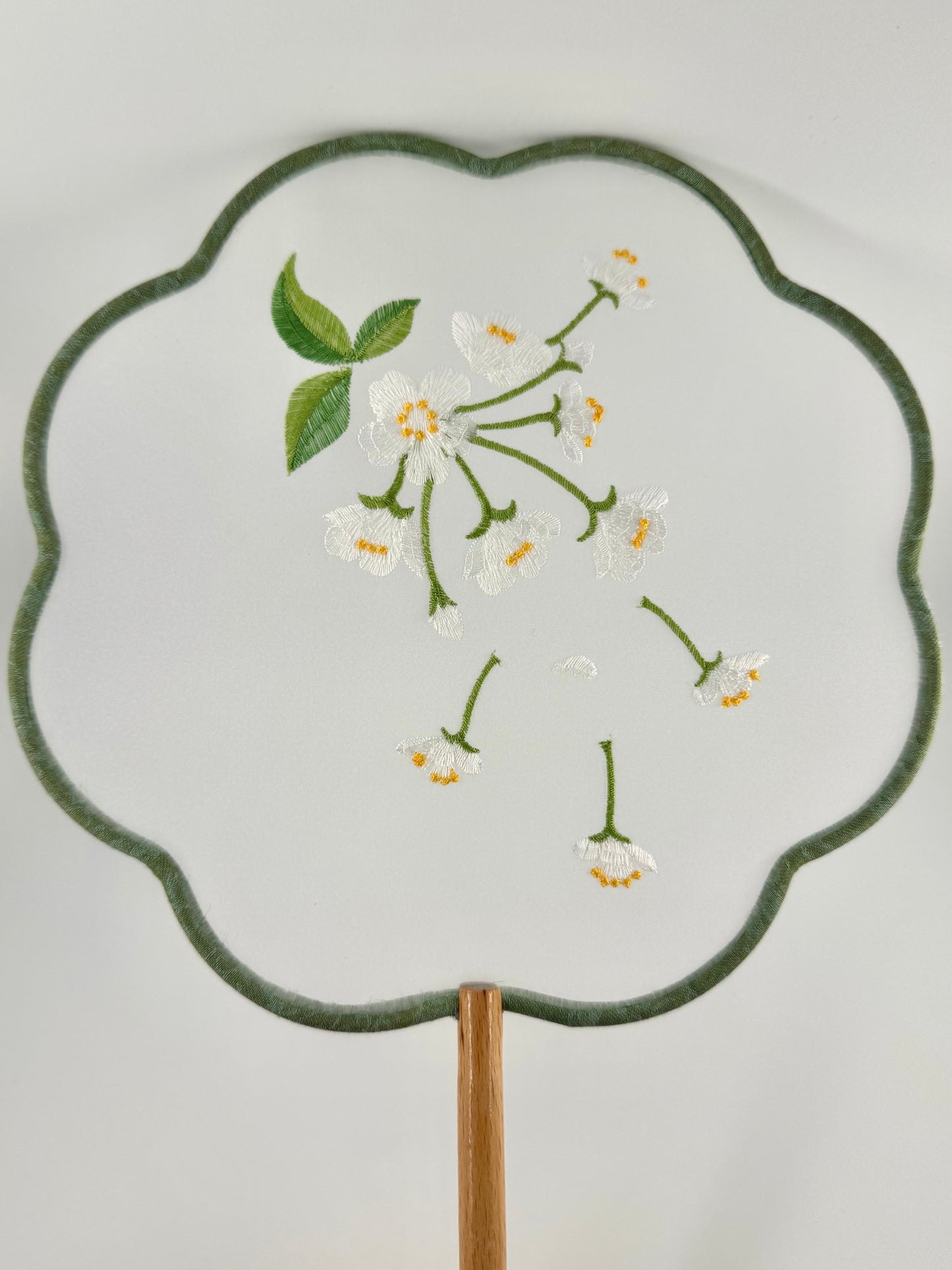 Silk Embroidered Fan - Pear Blossom