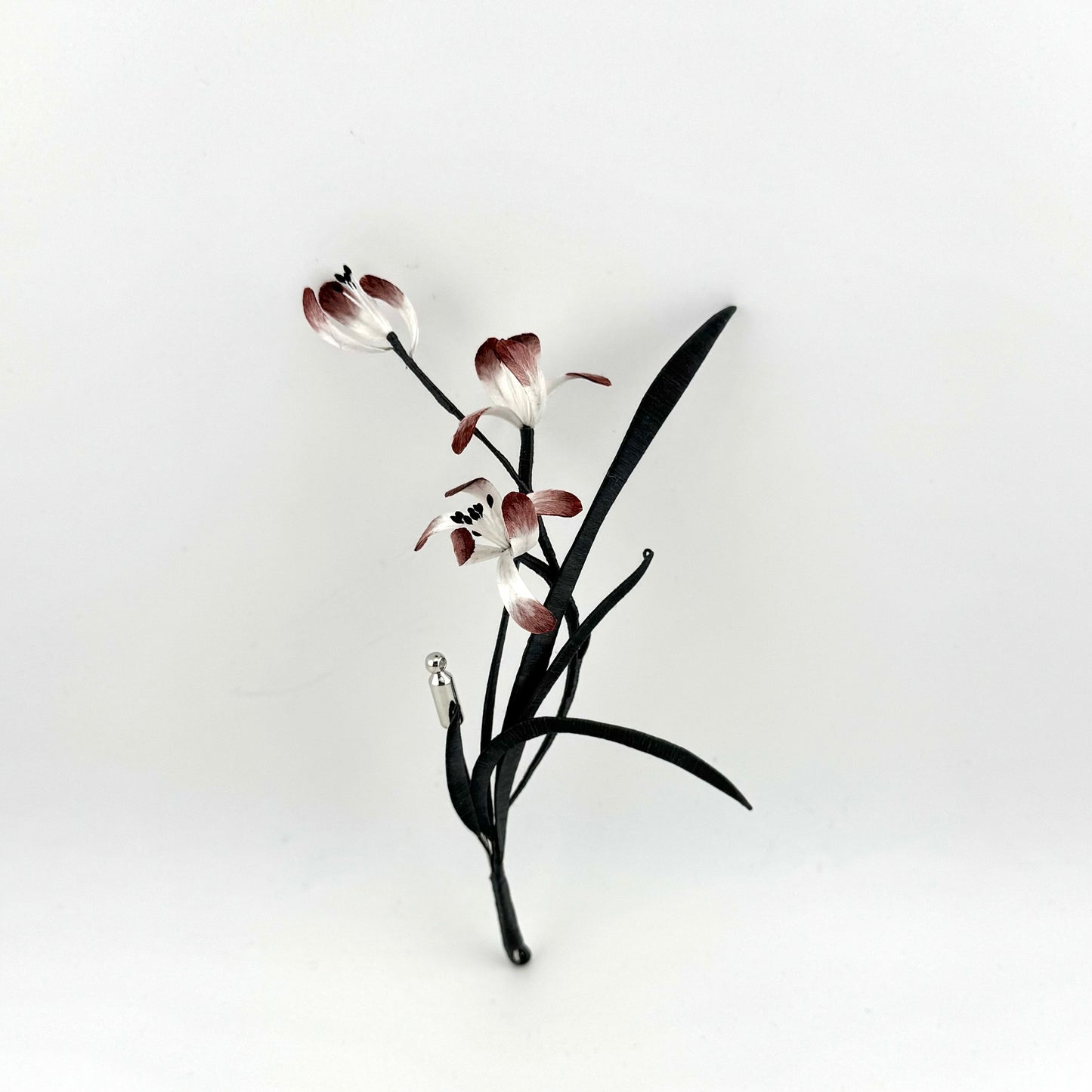 Silk Velvet Flower Brooch – Dark Red Chinese Orchid