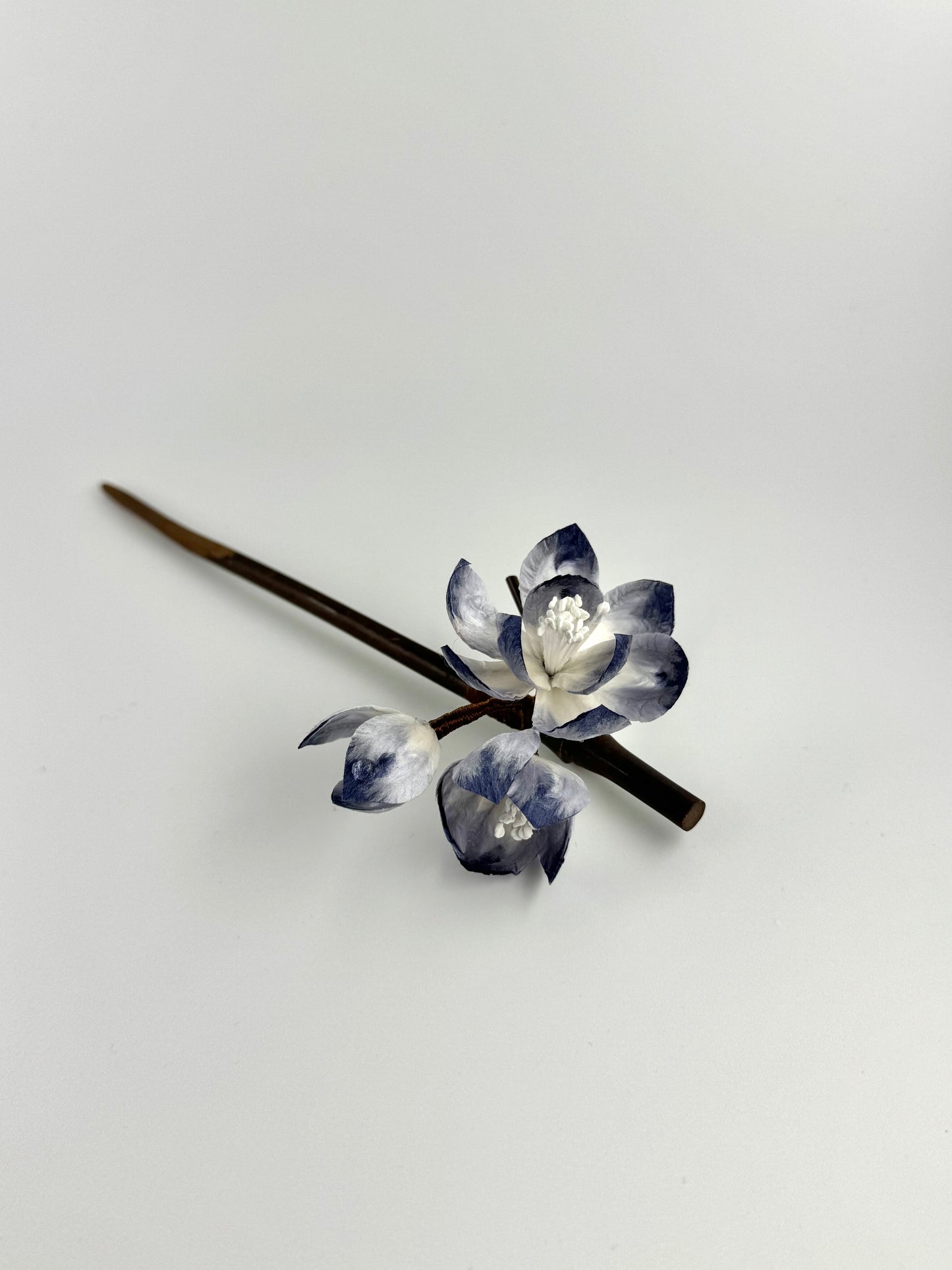 Silk Velvet Flower Hairpin - Blue Plum Blossom