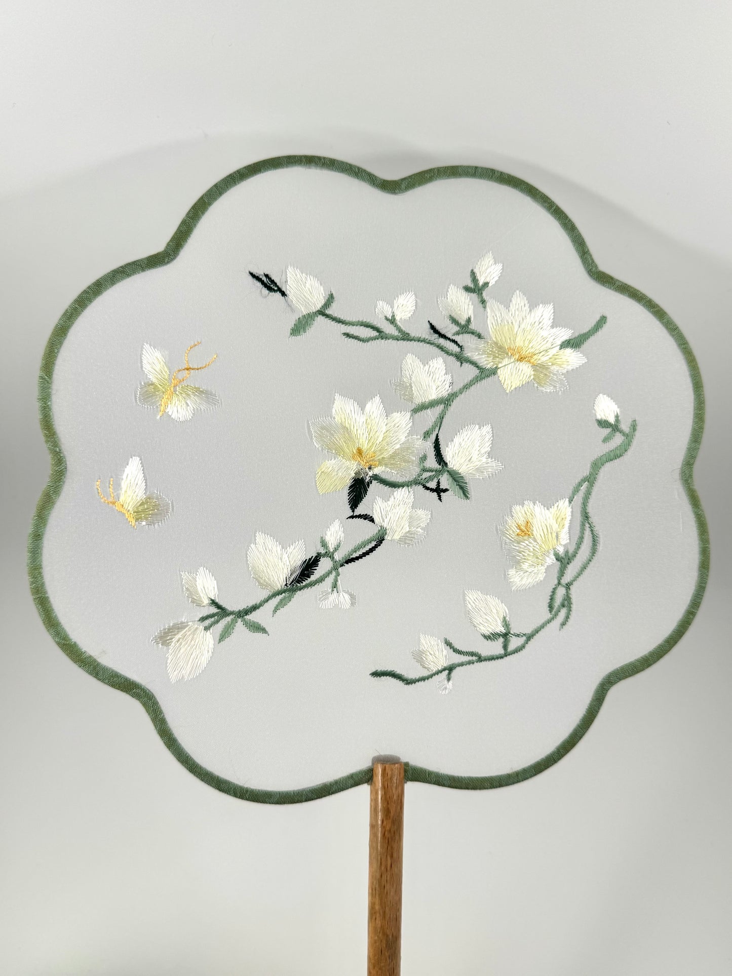 Silk Embroidered Fan - Magnolia