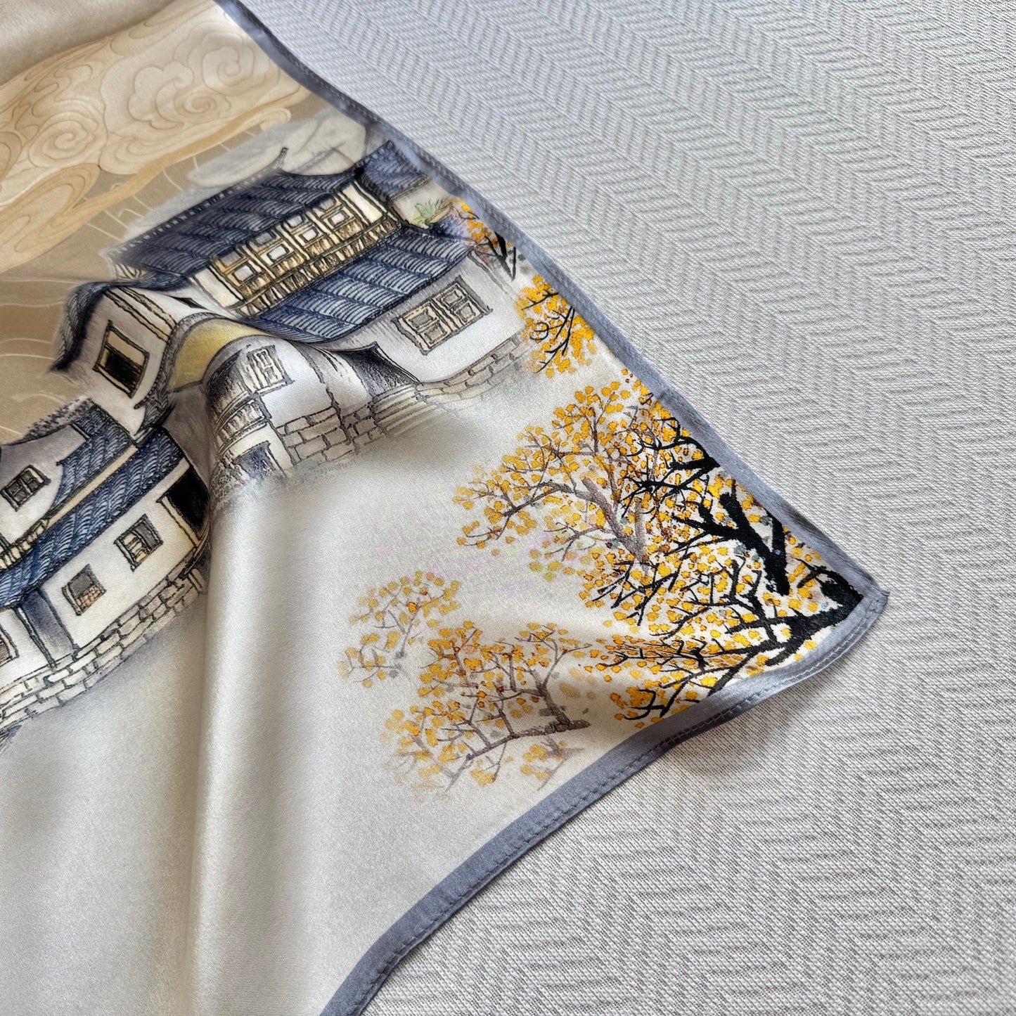 Misty Jiangnan - Silk Scarf 65x65cm