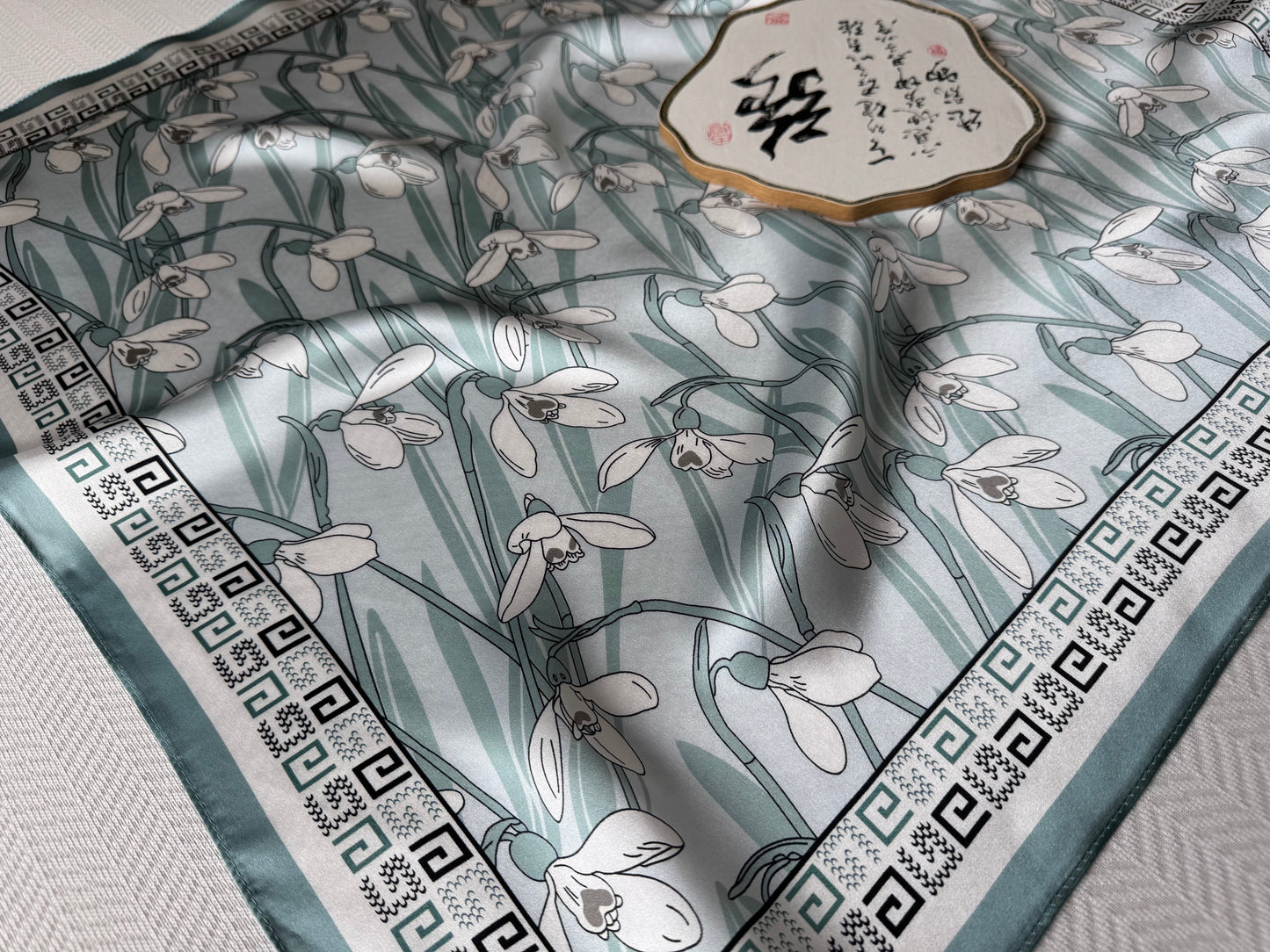 Chinese Orchids - Silk Scarf 66x65cm
