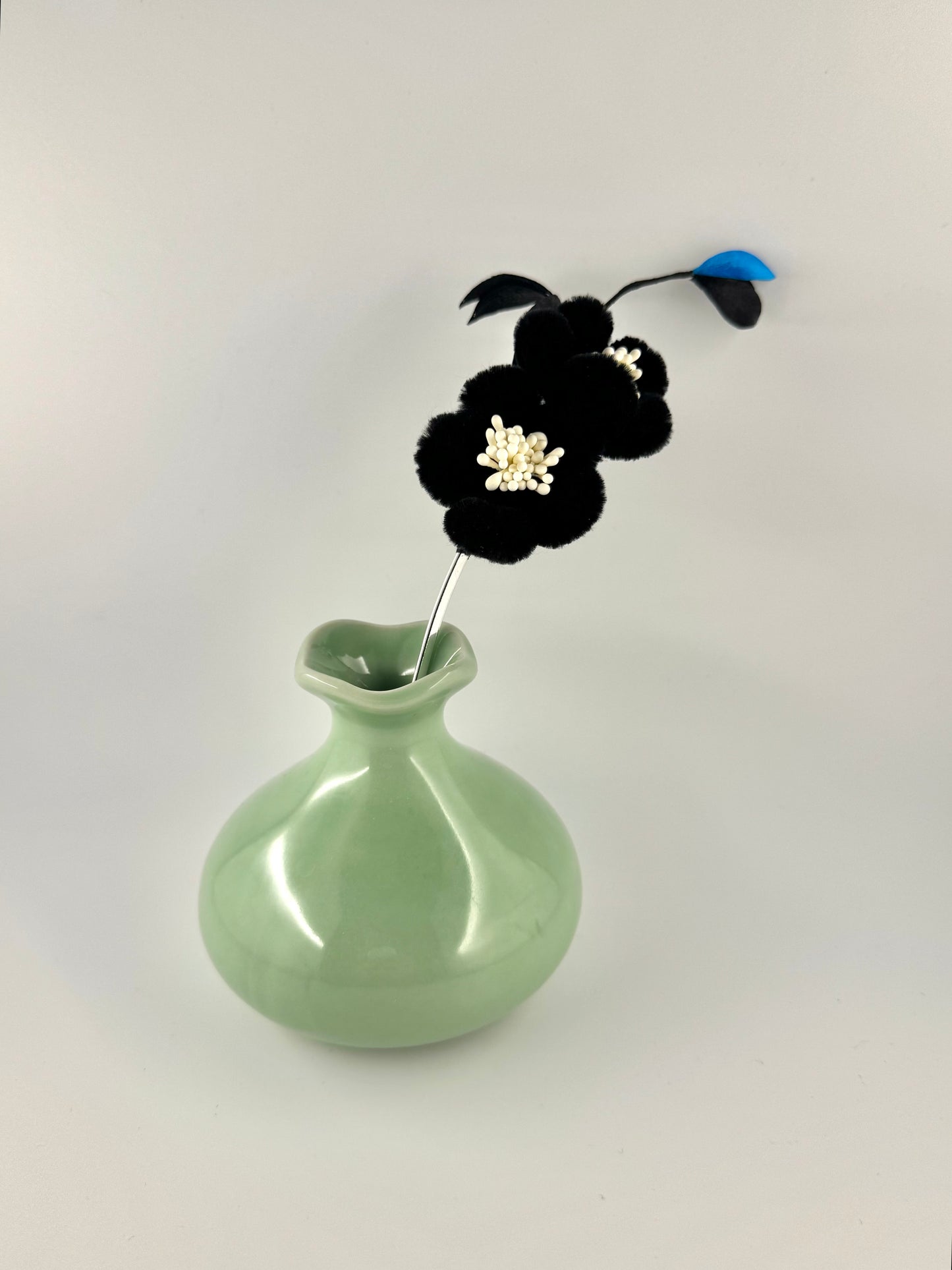 Silk Velvet Flower Hairpin - Black Peach Blossom