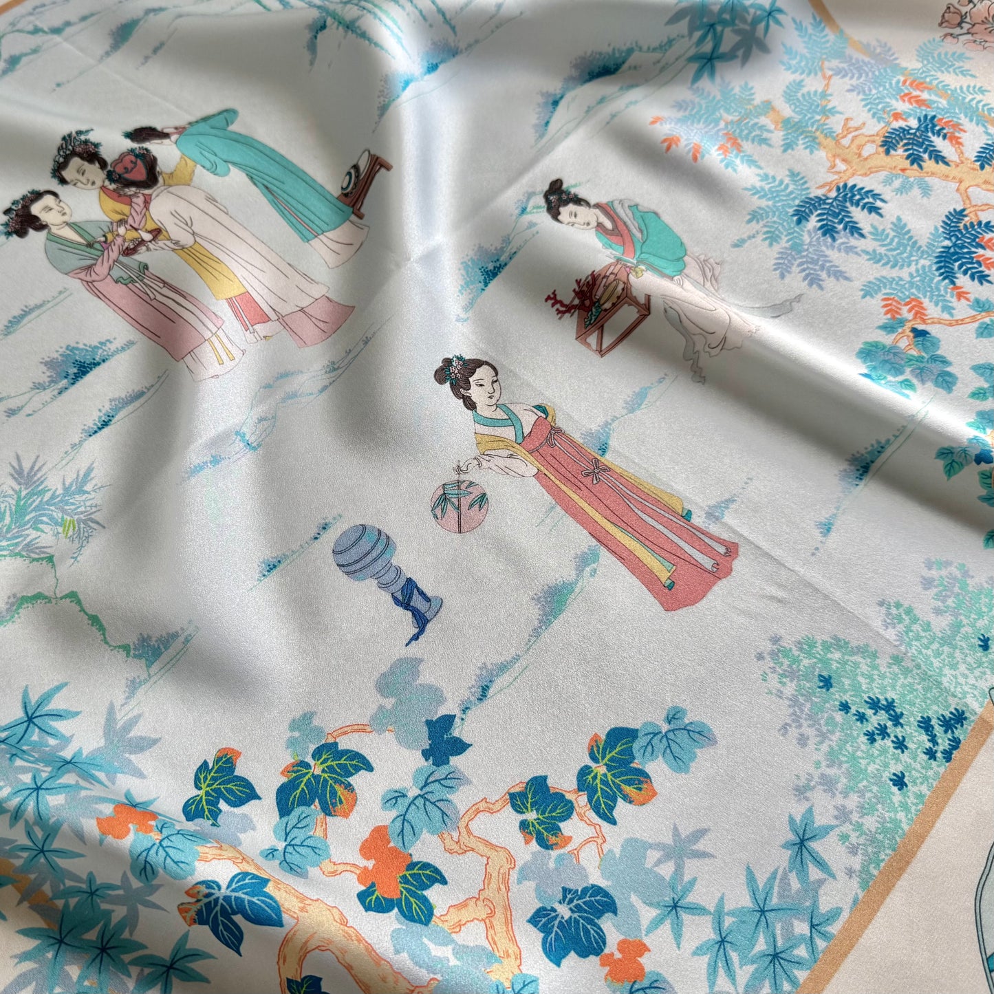 Garden Scene - Silk Scarf 65x65cm