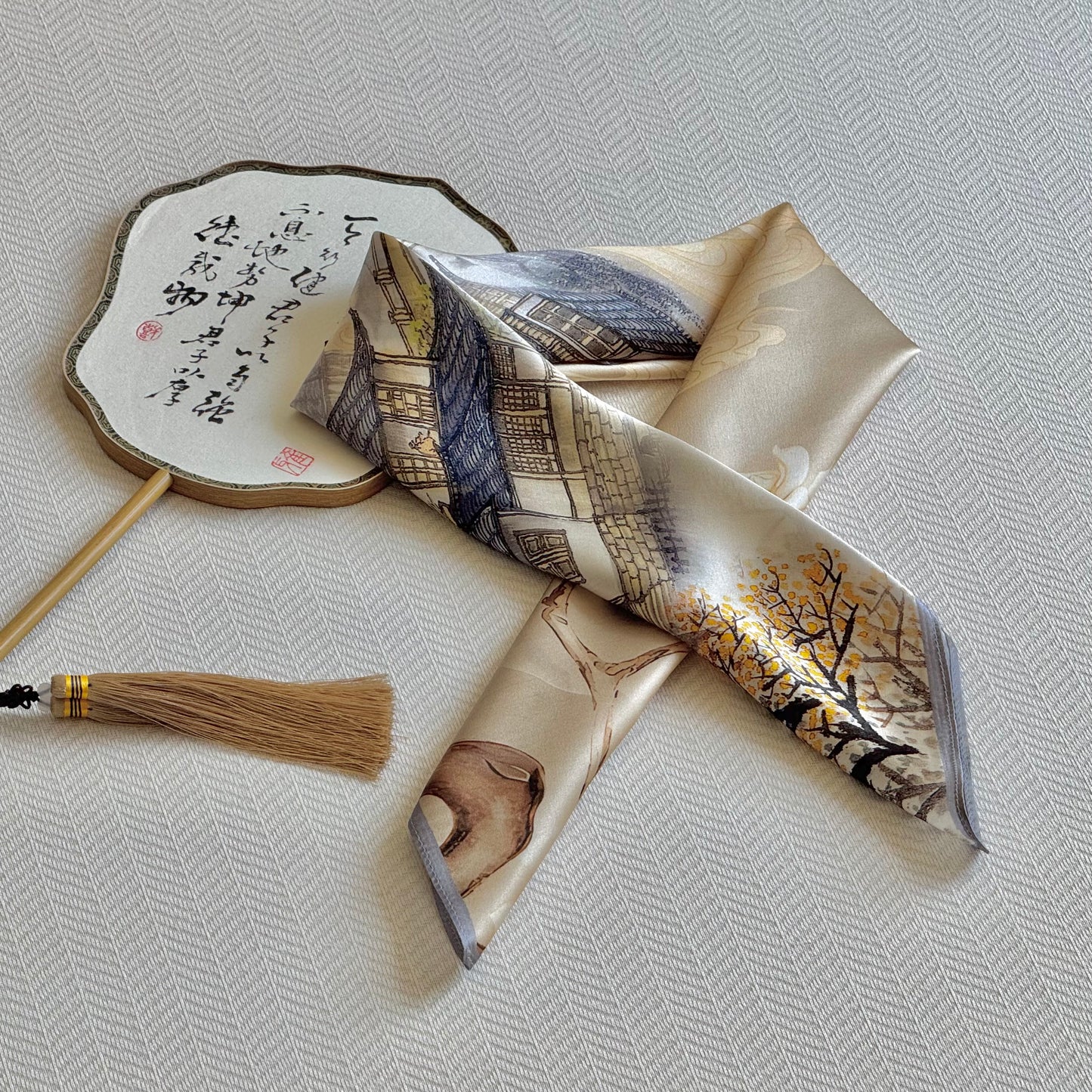 Misty Jiangnan - Silk Scarf 65x65cm
