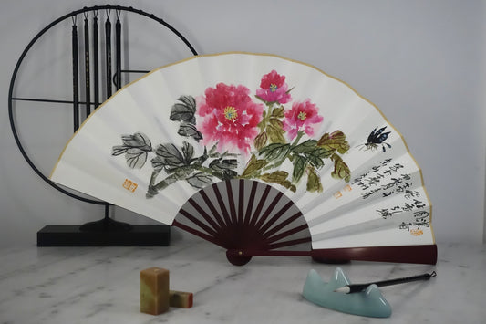 Chinese Painting on Paperfan - Poeny Flower 7