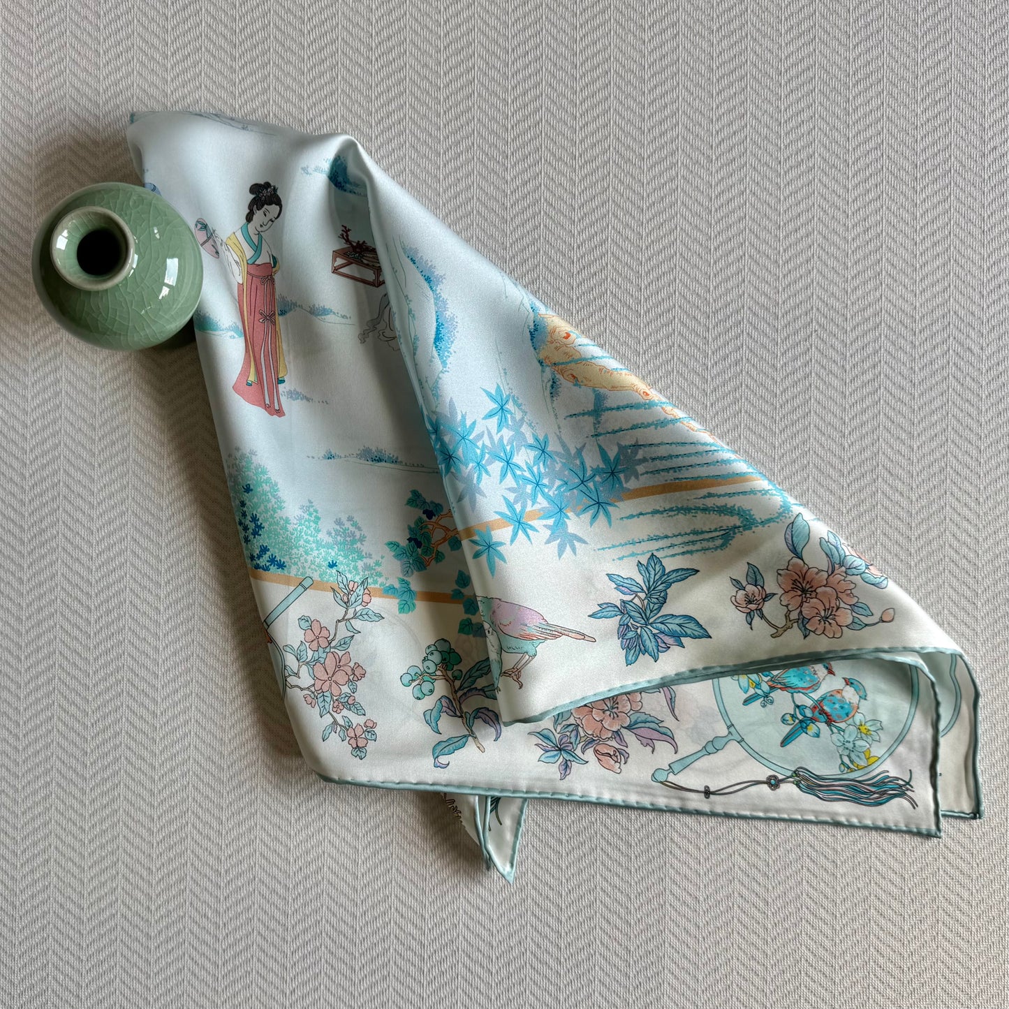 Garden Scene - Silk Scarf 65x65cm