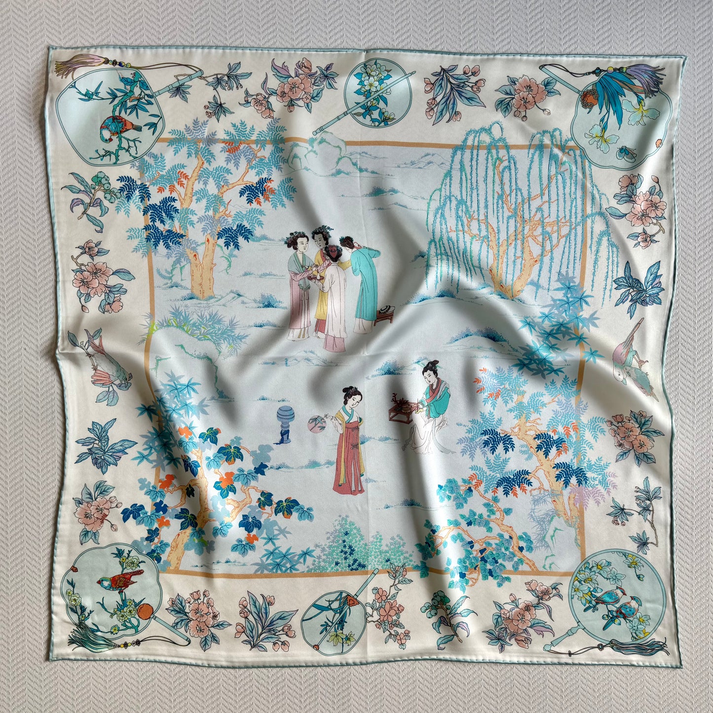 Garden Scene - Silk Scarf 65x65cm