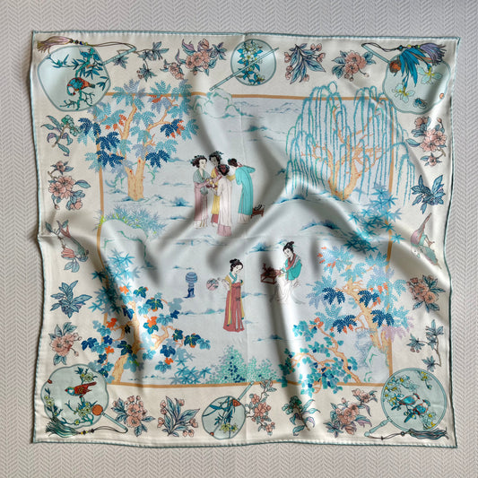 Garden Scene - Silk Scarf 65x65cm