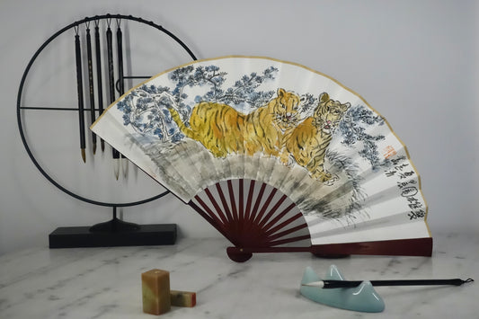 Chinese Painting on Paperfan - Tiger