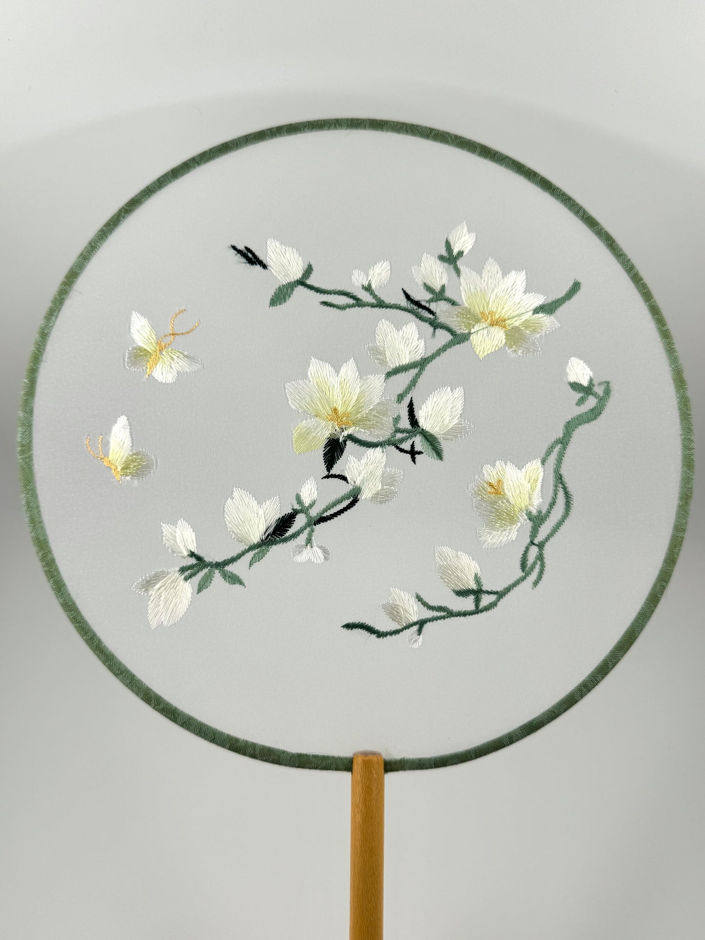 Silk Embroidered Fan - Magnolia