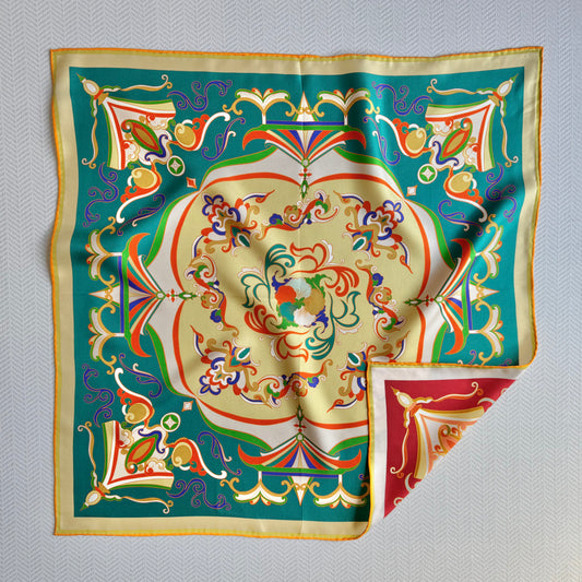 Traditional Pattern in Style - Silk Scarf 65x65cm