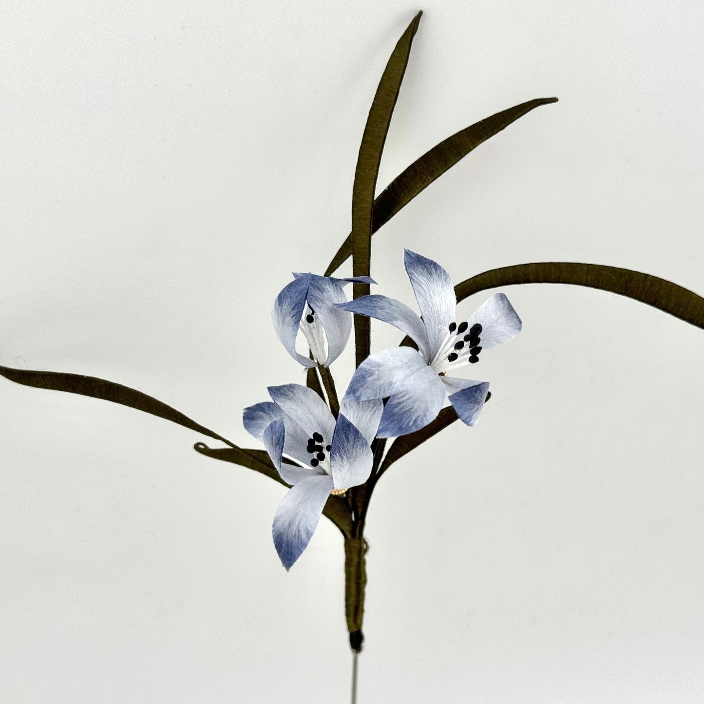 Silk Velvet Flower Brooch – Blue Chinese Orchid