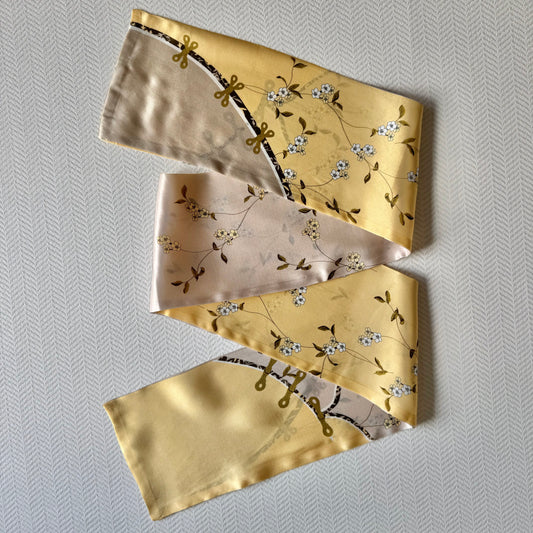 Golden Bloom - Silk Scarf 150x17cm