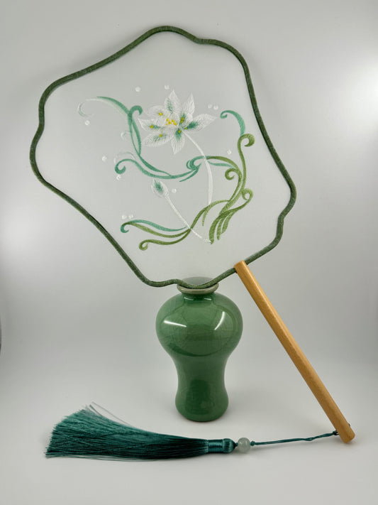Silk Embroidered Fan - Lotus