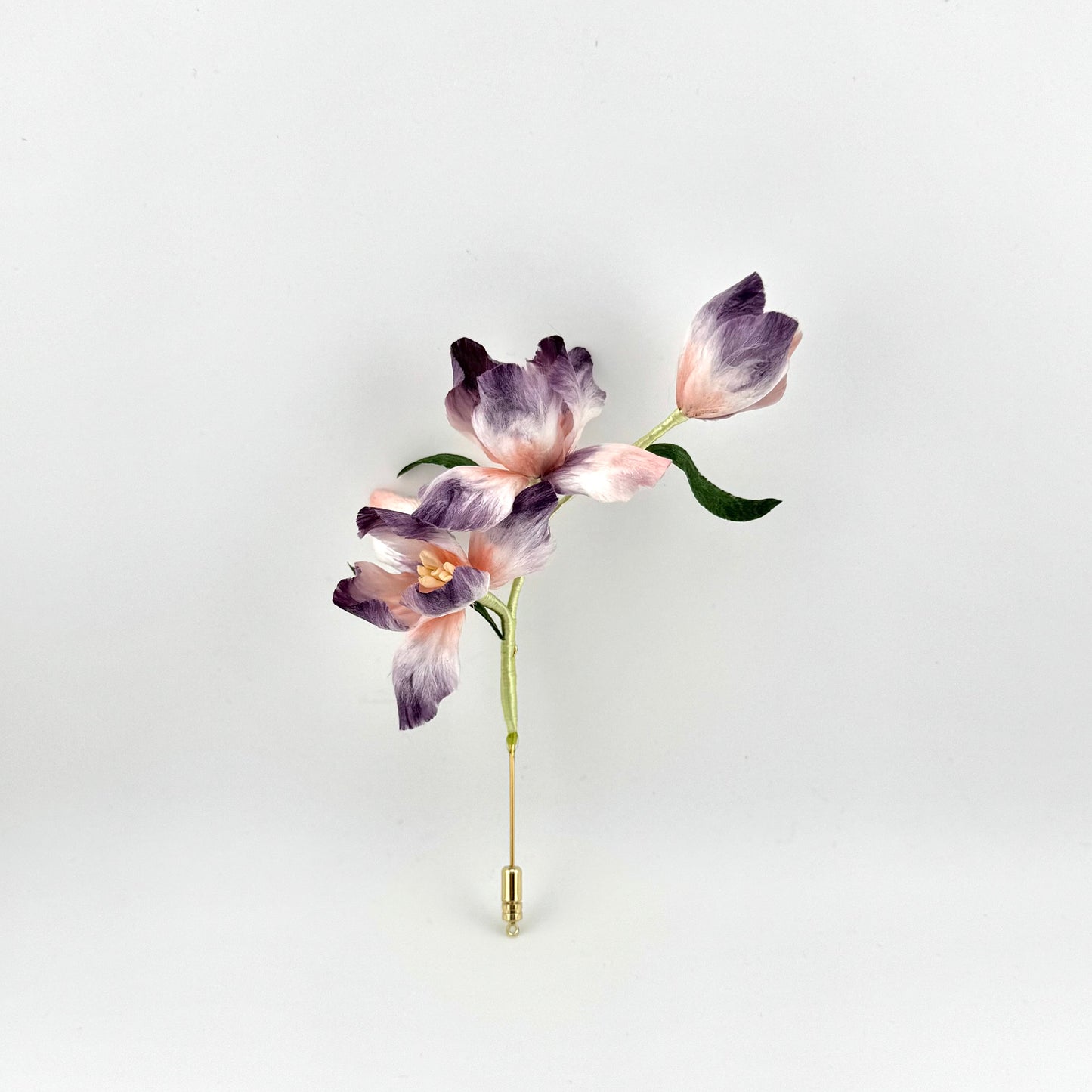 Silk Velvet Flower Brooch – Purple Iris